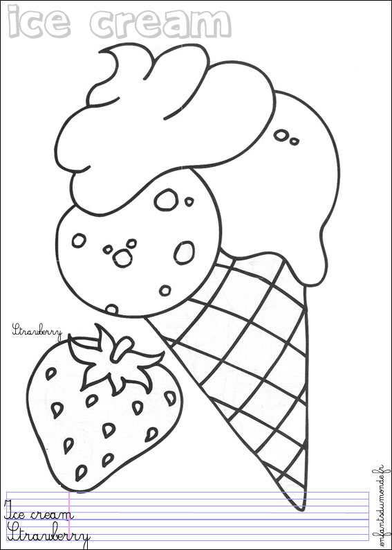 Dessin Cornet De Glace  Cornet de glace  dessin couleur  Crème